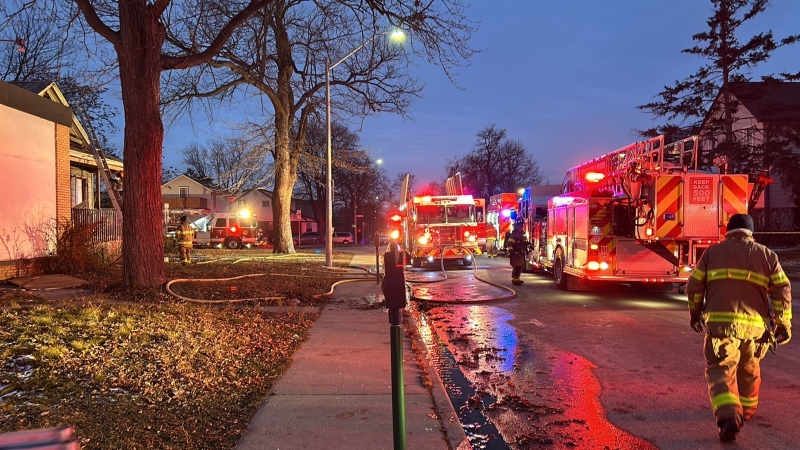 Firefighters respond to a fire in the 600 block of Windsor Avenue in Windsor, Ont., on Wednesday, Nov. 29, 2023. (Source:Austin Kerr)