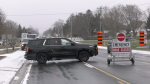 A section of Highway 3 just east of Aylmer is closed for an investigation now being led by the SIU. Nov. 29, 2023. (Gerry Dewan/CTV News London)