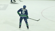 Swift Current Broncos defenceman Ryan McCleary can be seen on the ice during the Bronco's Nov. 28 match up against the Moose Jaw Warriors. (Brit Dort/CTV News)