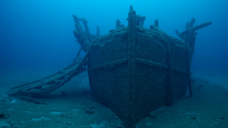 The “Africa” shipwreck, found accidentally by a pair of documentary filmmakers in June 2023 off the shores of the Bruce Peninsula. (Courtesy of Inspired Planet Productions)