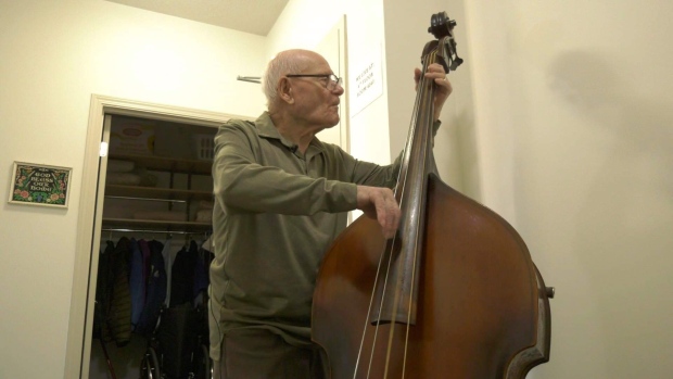 “I don’t play the melody; I play boogie music,” says 104-year-old Nick Kazuska. (Carla Shynkaruk / CTV News)