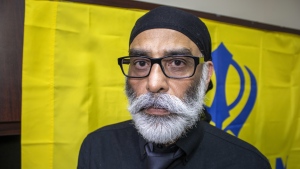 Sikh separatist leader Gurpatwant Singh Pannun is in his office in New York City on Wednesday, Nov. 29, 2023.  (AP Photo/Ted Shaffrey)