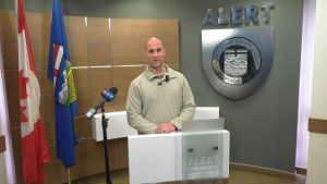 Staff Sgt. Chris Hayes of ALERT on Nov. 30, 2023. (Evan Klippenstein/CTV News Edmonton)
