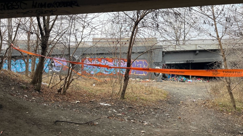 Police tape surrounds the scene where police say a man in his 40s was seriously assaulted on Thursday, Nov. 30, 2023. (Source: Noovo Info)