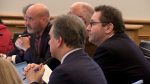 Wasaga Beach CAO Andrew McNeill (far right) in council on Thurs., Nov. 30, 2023. (CTV News/Mike Arsalides)