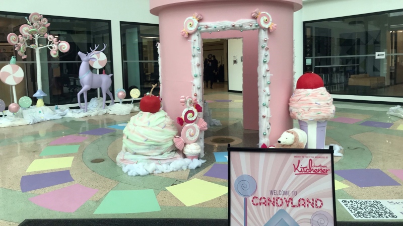 The Candyland display at Conestoga College's downtown Kitchener campus. (Chris Thomson/CTV Kitchener)