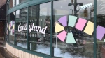 Outside the Candyland display at Conestoga College's downtown Kitchener campus. (Chris Thomson/CTV Kitchener)