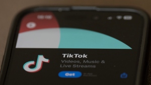 The TikTok download screen is seen on the Apple Store on an iPhone, in Ottawa, Wednesday, Oct. 18, 2023. THE CANADIAN PRESS/Adrian Wyld