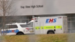 Bay View High School in Upper Tantallon, N.S., was placed under a lockdown and a hold and secure on Dec. 1, 2023, after an irritant was sprayed. (Carl Pomeroy/CTV Atlantic)