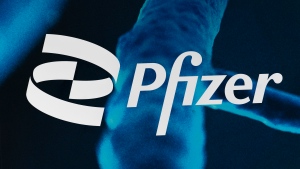 The Pfizer logo is displayed at the company's headquarters, Friday, Feb. 5, 2021, in New York. Pfizer shares sank Friday, Dec. 1, 2023, when the drugmaker announced that it was abandoning a twice-daily obesity treatment after more than half the patients in a clinical trial stopped taking it. (AP Photo/Mark Lennihan, File)