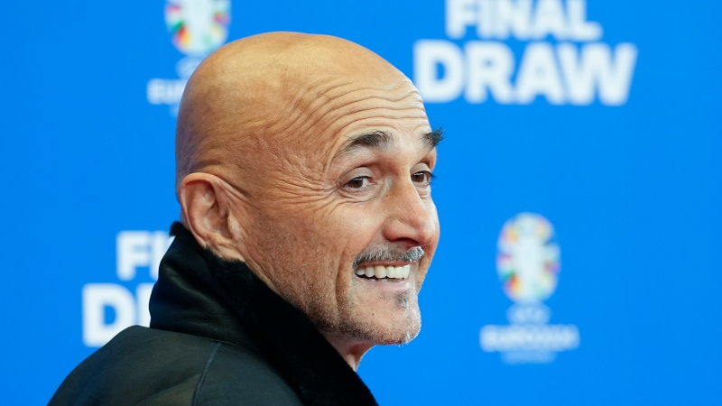 Italia's head coach Luciano Spalletti arrives for the draw for the UEFA Euro 2024 soccer tournament finals in Hamburg, Germany, Saturday, Dec. 2, 2023. (AP Photo/Martin Meissner)