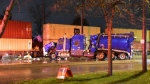 Images from the scene show heavy damage to the blue truck's front end. (CTV)