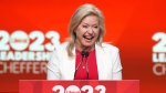 Incoming Ontario Liberal Party Leader Bonnie Crombie speaks to party members after winning the Ontario Liberal leadership election, in Toronto, Saturday, Dec. 2, 2023. THE CANADIAN PRESS/Chris Young