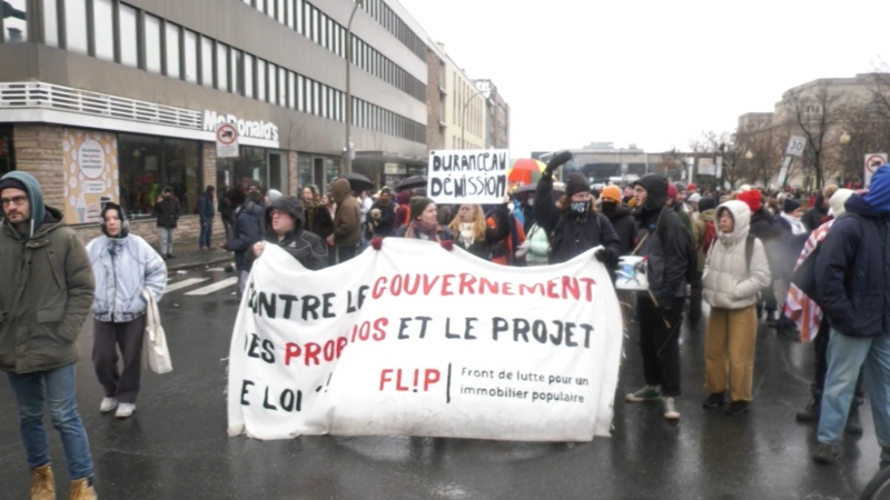 Several hundred people demonstrated in Montreal on Saturday to oppose Bill 31 on housing.