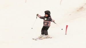 A young skier hits the slopes at Mont Saint-Bruno, south of Montreal.