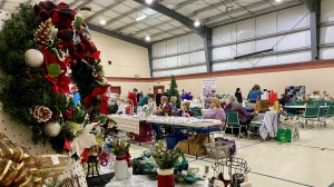 Some holiday decorations from a vendors table at the holiday market in Salisbury, N.B. (CTV/Alana Pickrell)