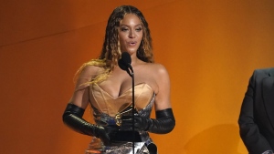 Beyonce accepts the award for best dance/electronic music album for 'Renaissance' at the 65th annual Grammy Awards on Sunday, Feb. 5, 2023, in Los Angeles. (AP Photo/Chris Pizzello)