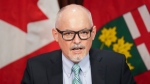 Dr. Kieran Moore, Ontario Chief Medical Officer of Health, speaks at a press conference at the legislature in Toronto on Monday, April 11, 2022. THE CANADIAN PRESS/Nathan Denette