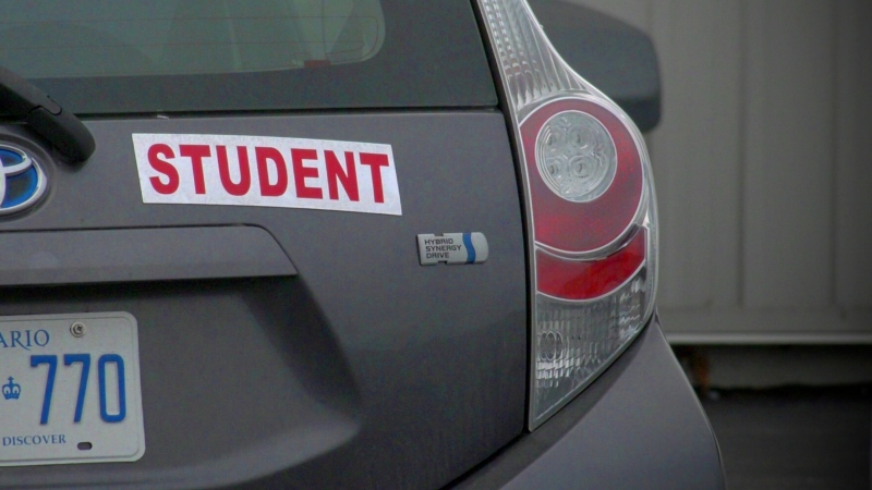 A student driver in Windsor, Ont. on Monday, Dec. 4, 2023. 