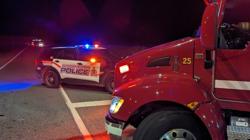Regional police on scene of a crash on Trussler Road in Wilmot Township on Dec. 4, 2023. (Dan Lauckner/CTV Kitchener)