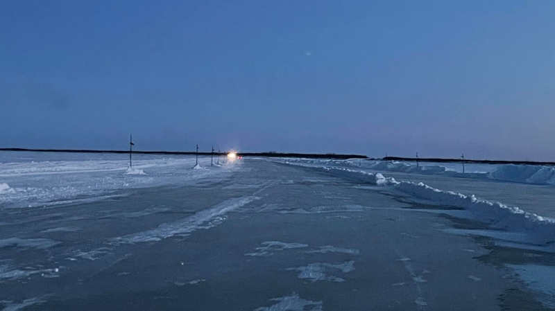 Albany River crossing on James Bay Winter Road. Feb. 3/22 (Chief Robert Nakogee)