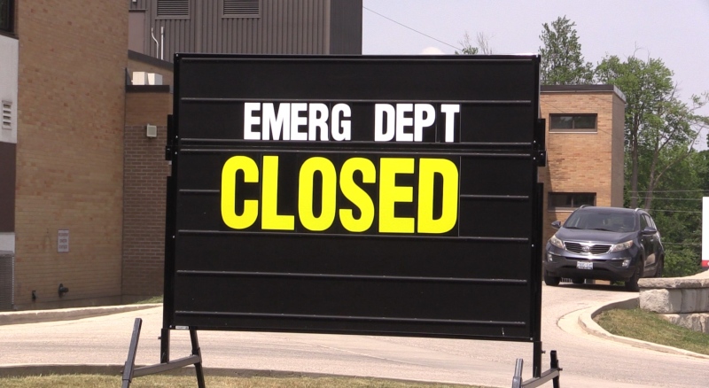 A closed sign outside Wingham and District Hospital in Wingham, Ont. is seen in June 2023. (Scott Miller/CTV News London) 
