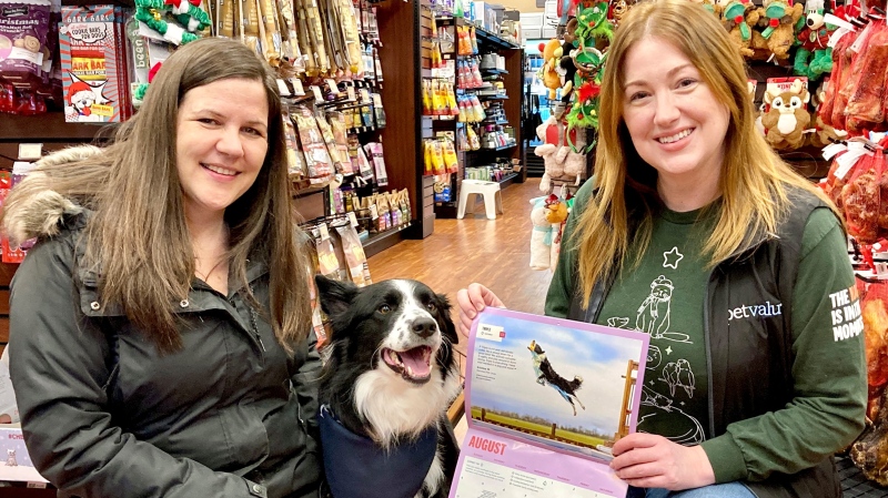 Kristina Wilkinson (L), Triple’s owner, and Alison Preiss (R) at Pet Valu in Bradford, Ont. (CTV News/KC Colby) 