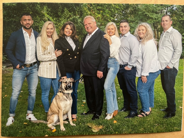 Ontario Premier Doug Ford's holiday card features his family on a fall day. 