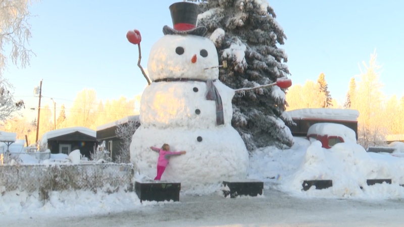 A Anchorage family in Alaska went back to an old tradition, building a giant snowman for the first time since 2013.