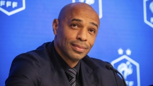 FILE - Thierry Henry attends a press conference in Paris, Aug. 29, 2023. (AP Photo/Sophie Garcia, File)