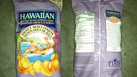 The chips affected are Hawaiian Kettle Style Potato Chips - Sweet Maui Onion.