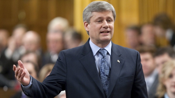 Prime Minister Stephen Harper responds to a question during Question Period in the House of Commons on Parliament Hill in Ottawa, Thursday, March 4, 2010. (Adrian Wyld / THE CANADIAN PRESS)
