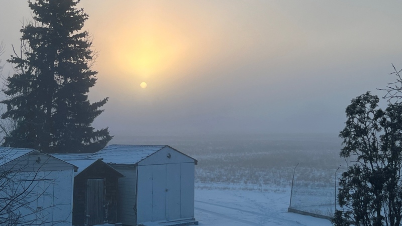 Cynthia Lawrie sent images of the sun poking through Saturday morning in Drumheller.
