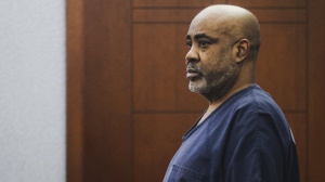 Duane 'Keffe D' Davis, who is accused of orchestrating the 1996 slaying of hip-hop music icon Tupac Shakur, appears in court for a hearing at the Regional Justice Center in Las Vegas, Tuesday, Jan. 9, 2024. (Rachel Aston / Las Vegas Review-Journal via AP, Pool, File)