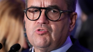Former Montreal mayor and federal cabinet minister Denis Coderre says he's going on tour ahead of a possible run for the leadership of the Quebec Liberal party. Coderre speaks in Montreal, Sunday, Nov. 7, 2021. THE CANADIAN PRESS/Paul Chiasson