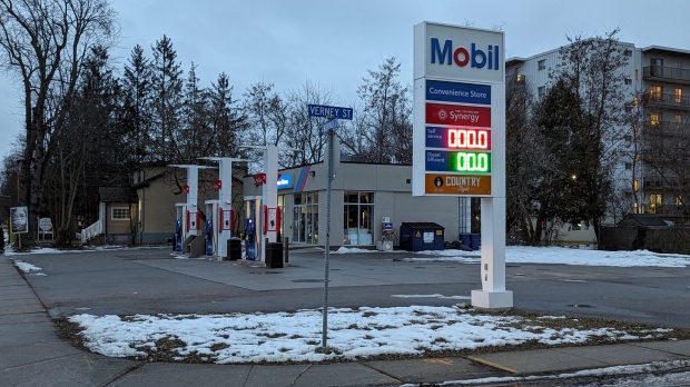 Mobil gas station on Woolwich Street in Guelph, Ont. (Dan Lauckner/CTV Kitchener)