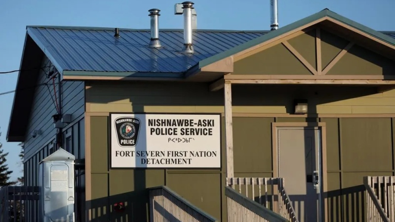 The Nishnawbe Aski Nation Police Service detachment is seen in Fort Severn, Ontario's most northerly community, on Friday, April 27, 2018. (The Canadian Press/Colin Perkel)