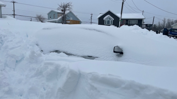 A car is pictured buried in snow in Sydney, N.S. (Ryan MacDonald/CTV Atlantic)