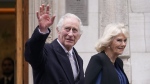 King Charles III and Queen Camilla leave The London Clinic in central London, Monday, Jan. 29, 2024.<br><br>
Buckingham Palace announced Monday evening that the king has begun outpatient treatment for an undisclosed form of cancer. He had been in hospital to receive treatment for an enlarged prostate.<br><br>
As King Charles undergoes treatment for cancer, with his elder son and siblings set to step up and take on royal duties during his absence, these are the 10 people in the order of succession to the throne.<br><br>
(AP Photo/Alberto Pezzali)
