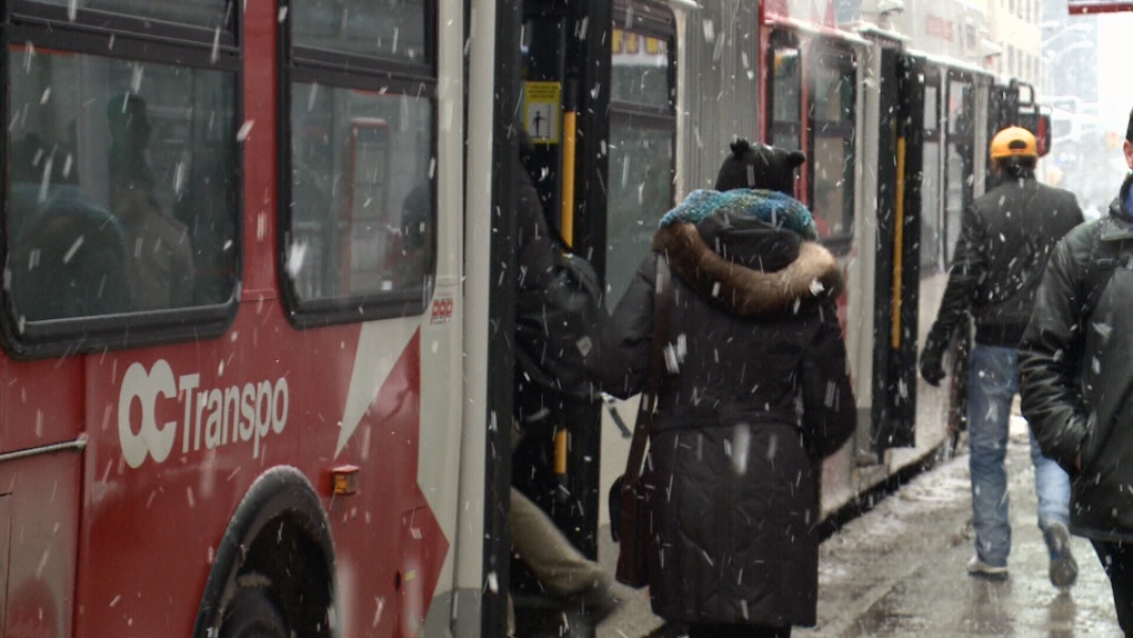 OC Transpo bus in winter