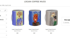 Joel DeBellefeuille says his 13-year-old son's portrait, painted by a fellow classmate, appears on several items for sale, including mugs, t-shirts, and iPhone cases. (Source: 1-mario-perron.pixels.com)