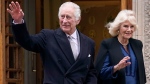 King Charles III and Queen Camilla leave The London Clinic in central London, Jan. 29, 2024, after King Charles III received treatment for an enlarged prostate. (AP Photo/Alberto Pezzali, File)