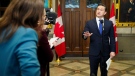Conservative Leader Pierre Poilievre holds a press conference in the foyer of the House of Commons on Parliament Hill in Ottawa, Monday, Feb. 12, 2024. THE CANADIAN PRESS/Sean Kilpatrick