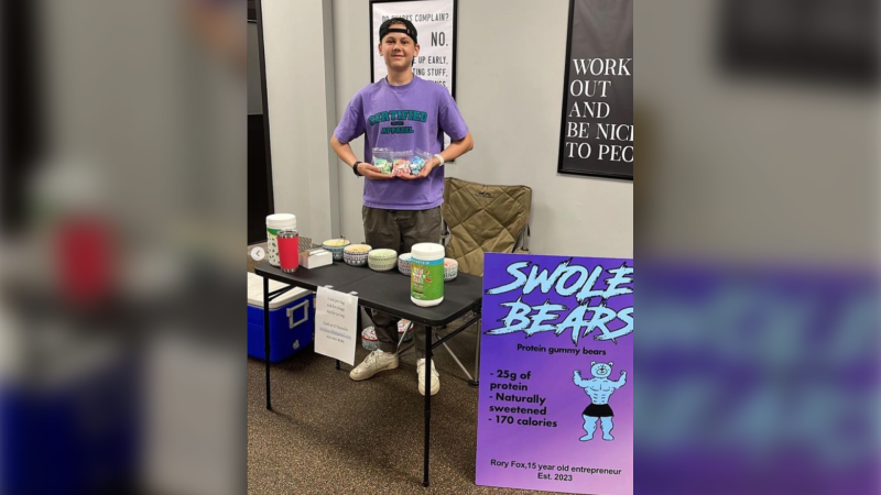 Rory Fox of Lower Sackville, N.S., launched his Swole Bears business in 2023. (Source: Instagram/swolebears_proteingummies)