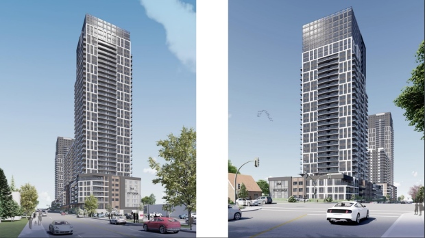 The proposed development would have two towers and 1,076 residential units. (Source: City of Kitchener)