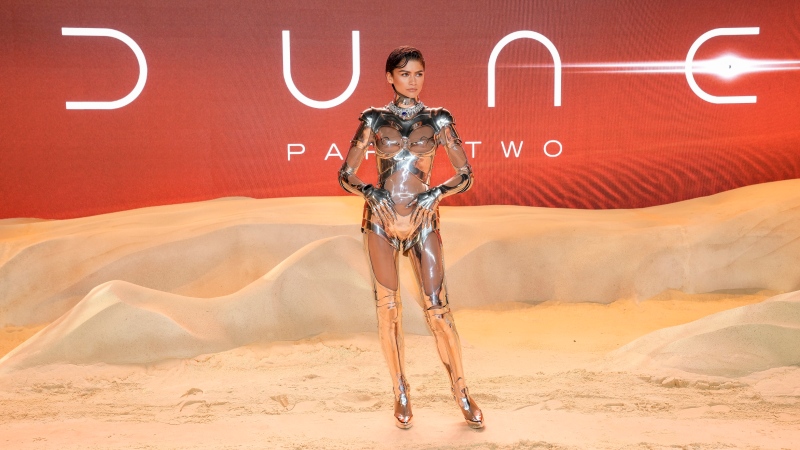 Zendaya stuns at 'Dune: Part Two' world premiere in vintage silver cyborg suit by Mugler