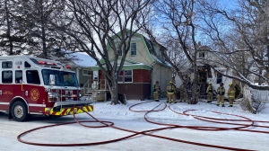 Crews responded to a house fire on the 700 block of Cameron Street on Friday afternoon. (Gareth Dillistone / CTV News) 