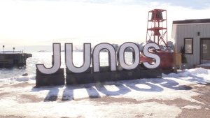 The 2024 Juno Awards sign located in downtown Dartmouth, N.S. (Paul Hollingsworth/ CTV Atlantic)