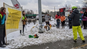 A memorial in Kitchener for a 66-year-old cyclist who died in a crash. (Courtesy: Janice Jim)