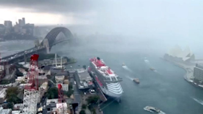 Video shows intense storm hit Sydney Harbour 
